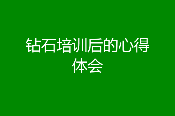 钻石培训后的心得体会