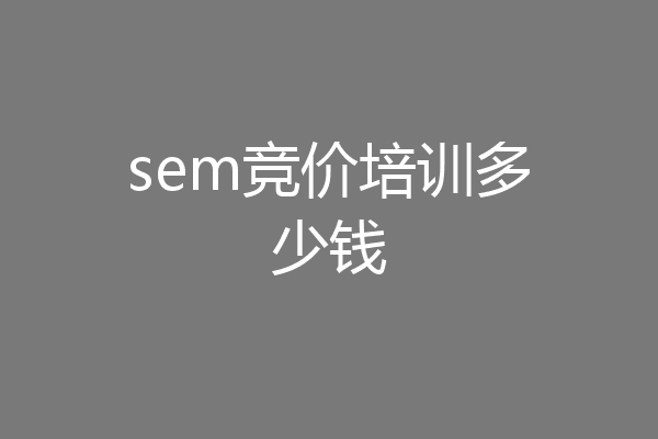 sem竞价培训多少钱