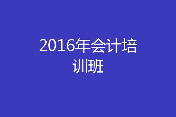 2016年会计培训班