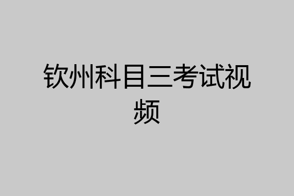 钦州科目三考试视频