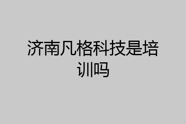 济南凡格科技是培训吗