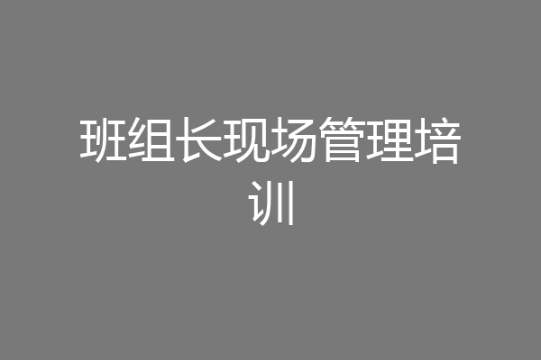 班组长现场管理培训