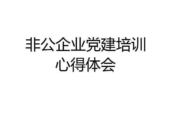 非公企业党建培训心得体会