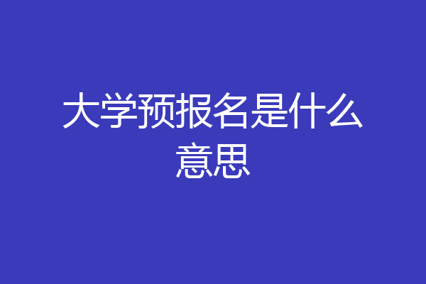 大学预报名是什么意思