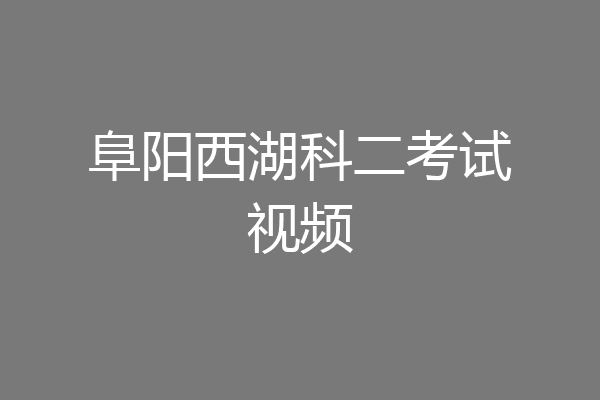 阜阳西湖科二考试视频