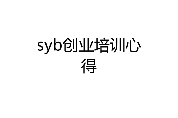syb创业培训心得