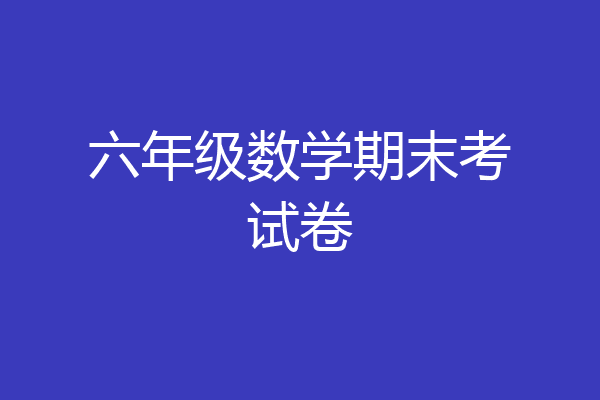 六年级数学期末考试卷