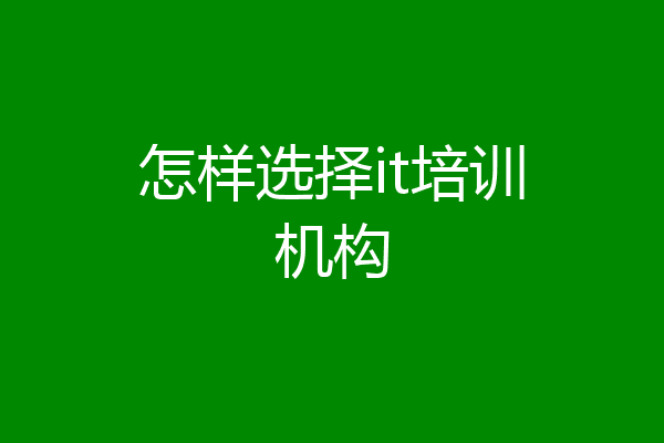 怎样选择it培训机构