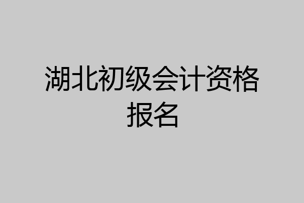 湖北初级会计资格报名