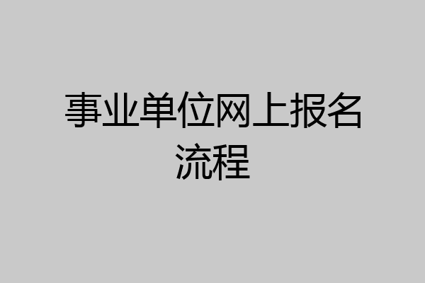 事业单位网上报名流程