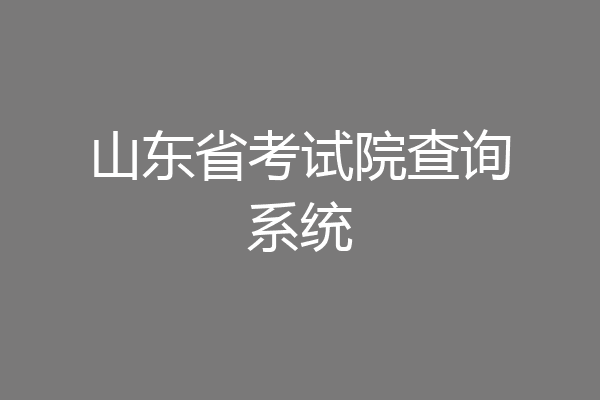 山东省考试院查询系统