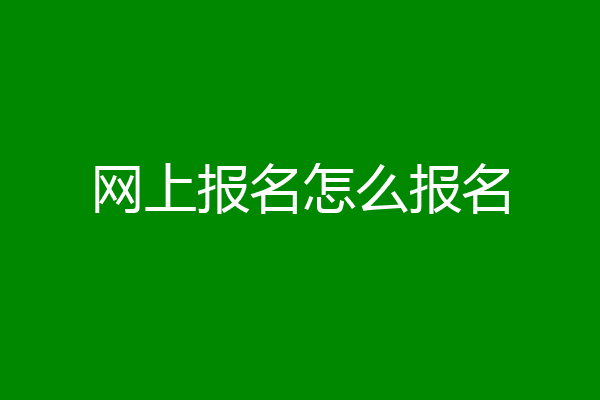 网上报名怎么报名