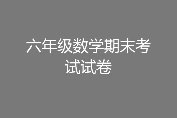 六年级数学期末考试试卷