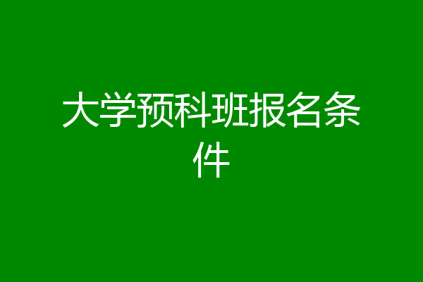 大学预科班报名条件