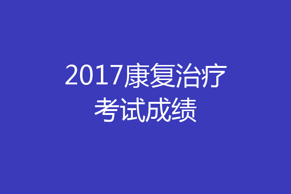 2017康复治疗考试成绩