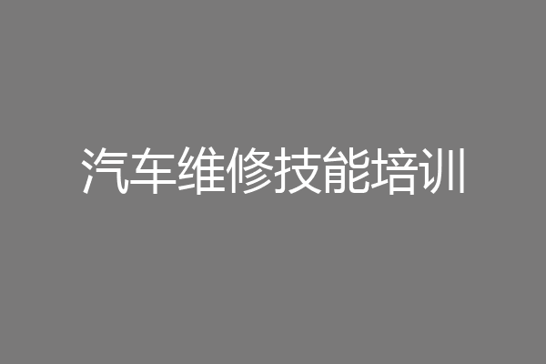 汽车维修技能培训