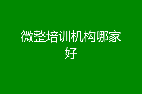 微整培训机构哪家好