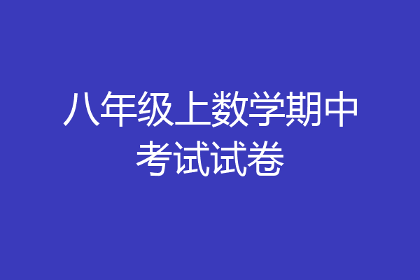 八年级上数学期中考试试卷
