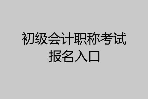 初级会计职称考试报名入口