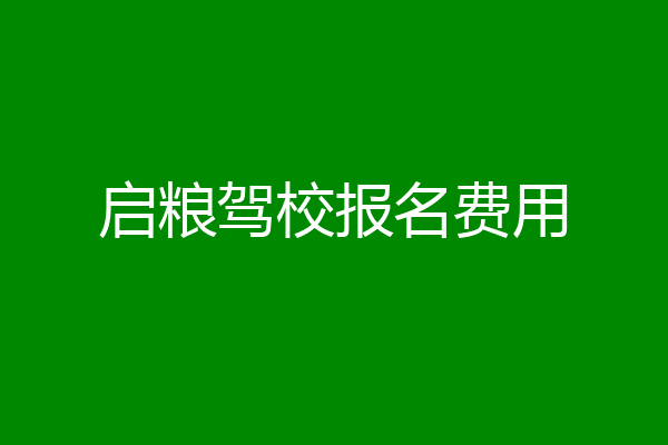 启粮驾校报名费用
