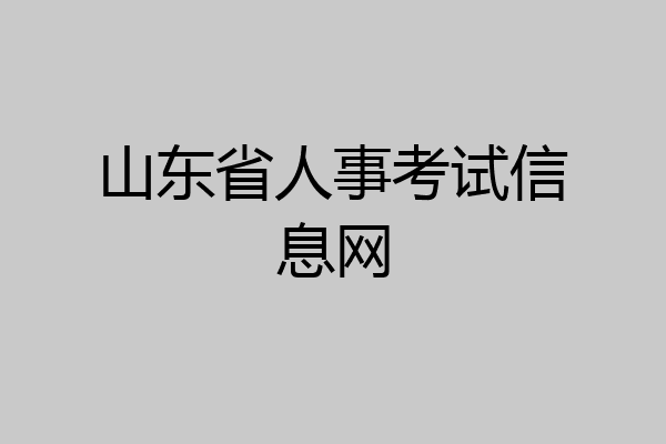山东省人事考试信息网