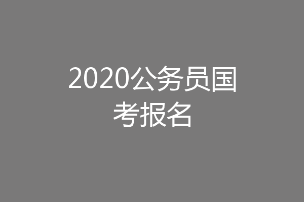 2020公务员国考报名