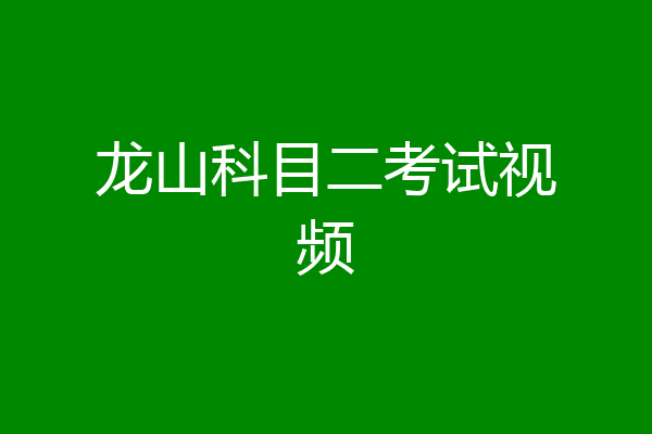 龙山科目二考试视频