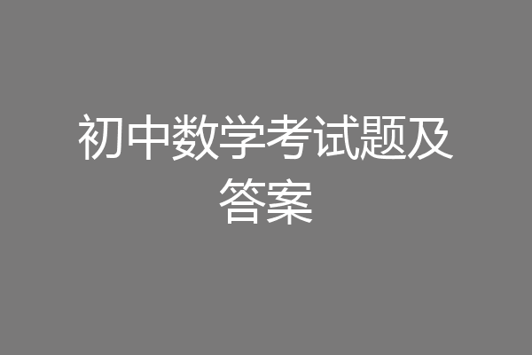 初中数学考试题及答案