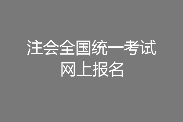 注会全国统一考试网上报名
