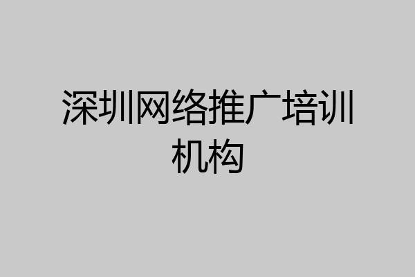 深圳网络推广培训机构