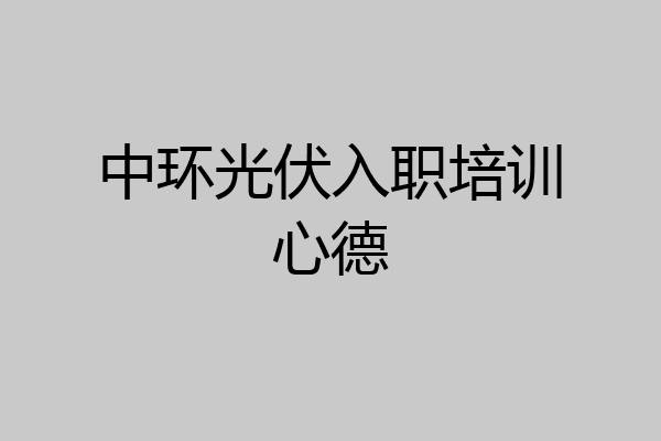 中环光伏入职培训心德