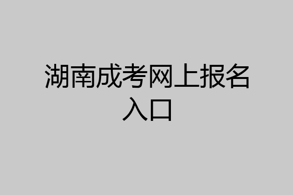 湖南成考网上报名入口