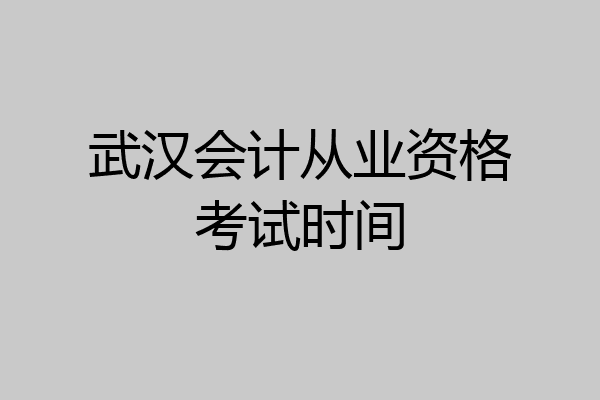 武汉会计从业资格考试时间