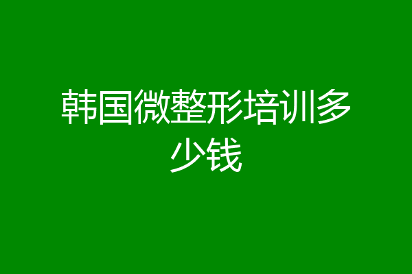 韩国微整形培训多少钱