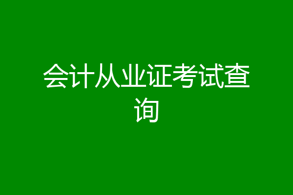 会计从业证考试查询
