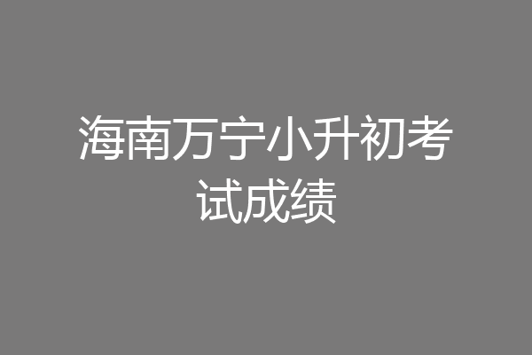 海南万宁小升初考试成绩