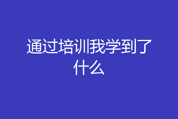 通过培训我学到了什么