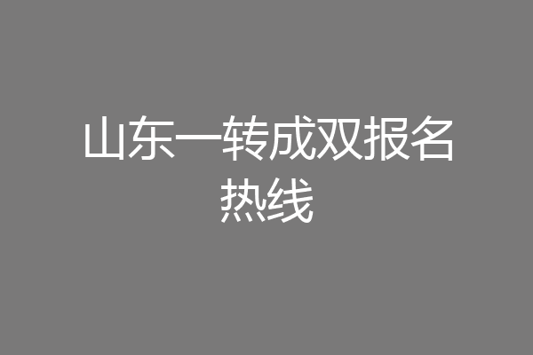 山东一转成双报名热线