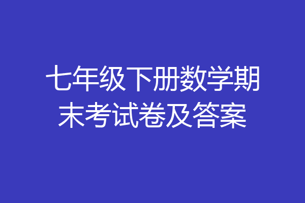 七年级下册数学期末考试卷及答案