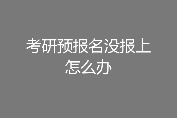 考研预报名没报上怎么办