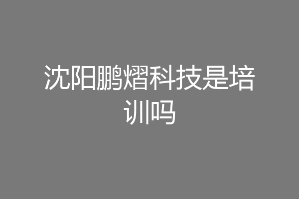 沈阳鹏熠科技是培训吗