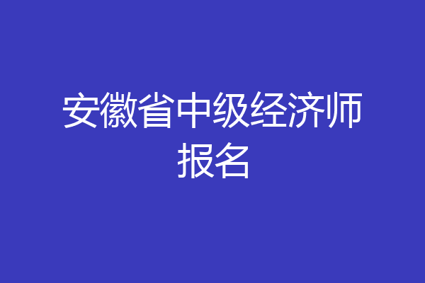 安徽省中级经济师报名
