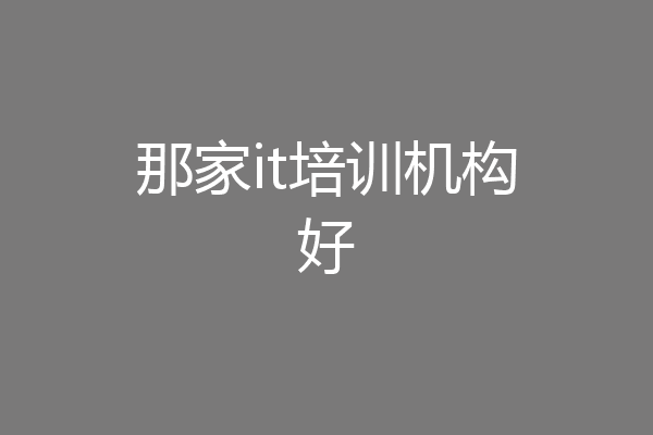 那家it培训机构好