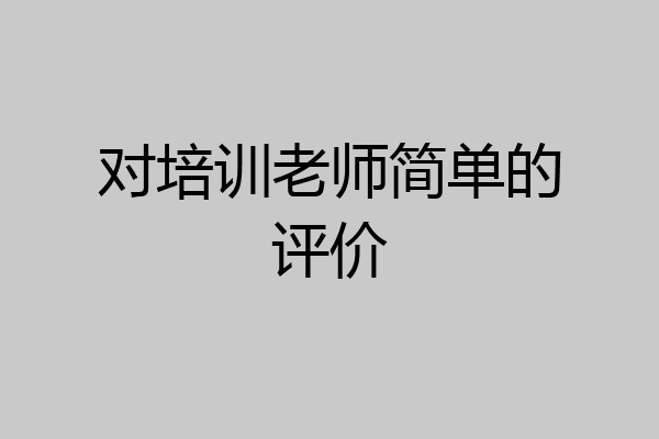 对培训老师简单的评价