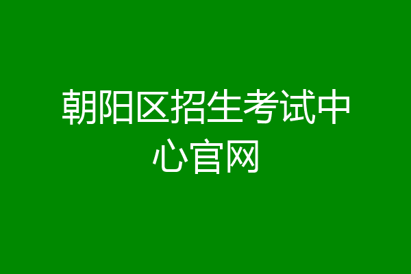 朝阳区招生考试中心官网