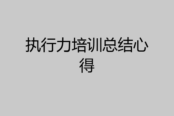 执行力培训总结心得