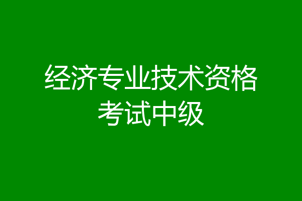 经济专业技术资格考试中级