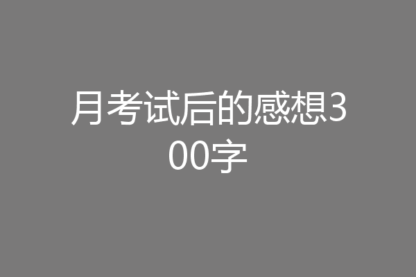 月考试后的感想300字