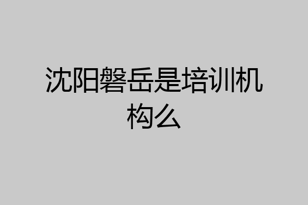 沈阳磐岳是培训机构么