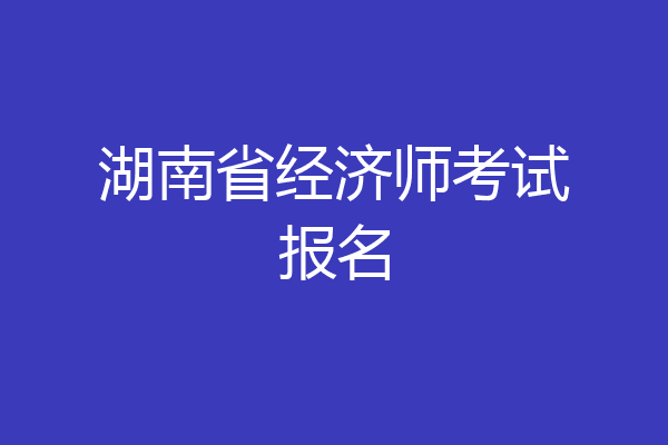 湖南省经济师考试报名